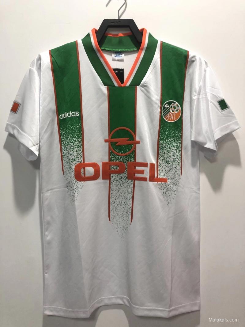 Retro 1994 Ireland Away White With OPEL Sponpsor Soccer Jersey