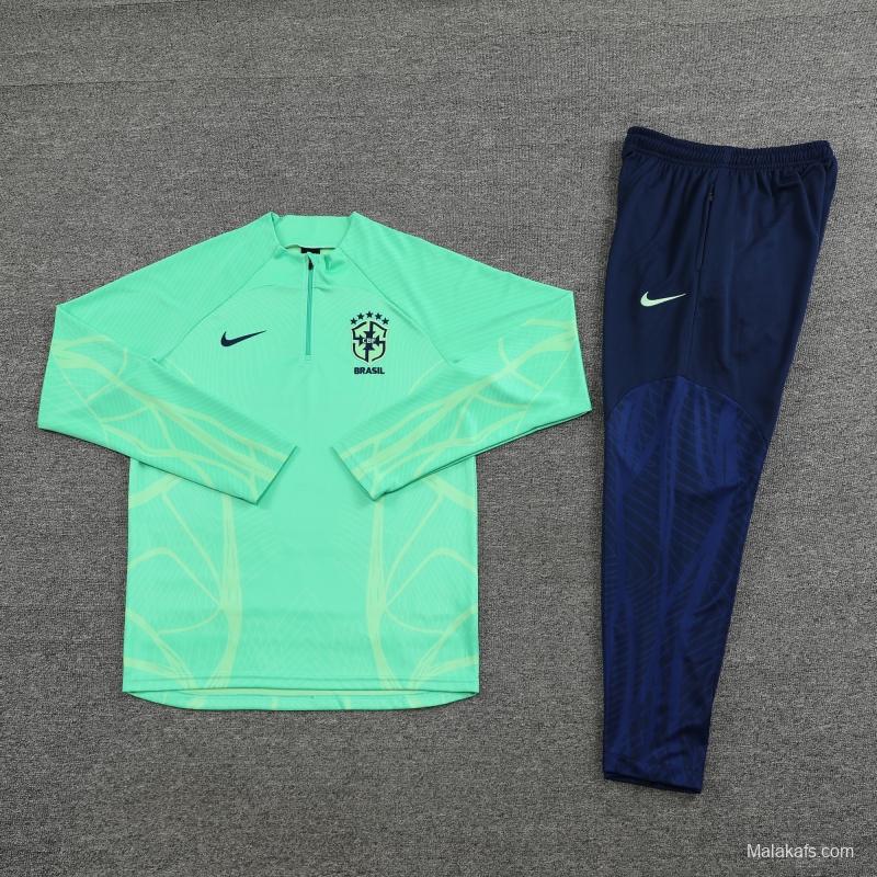 2022 Brazil Green Half Zipper Tracksuit