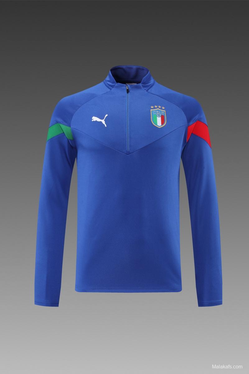 2022 Italy Blue Half Zipper Tracksuit