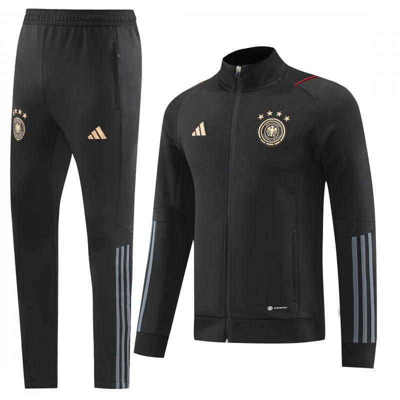 2022 Germany Black Full Zipper Tracksuit