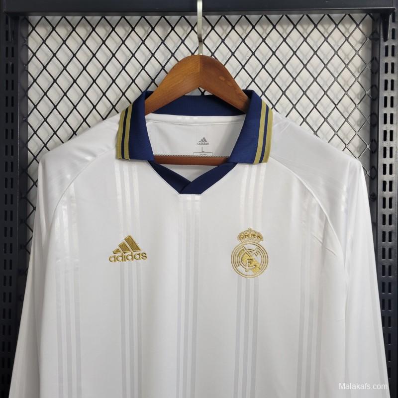 Retro Long Sleeve 2019-20 Real Madrid Training White Jersey