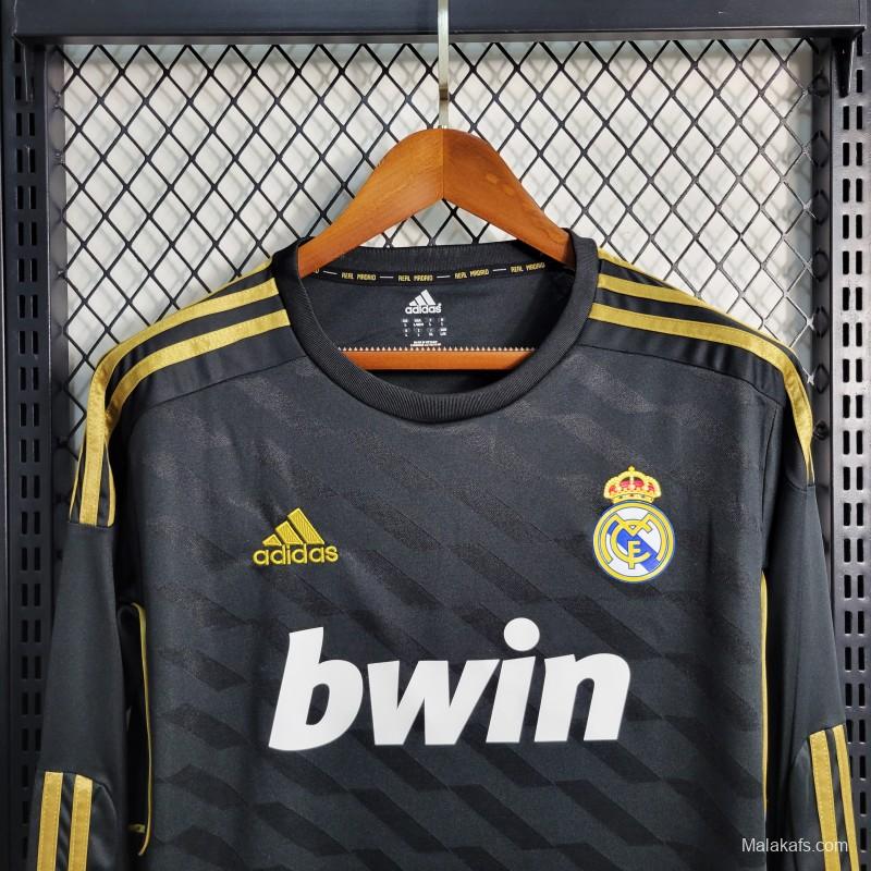 Retro Long Sleeve 2011/12 Real Madrid Away Black Jersey