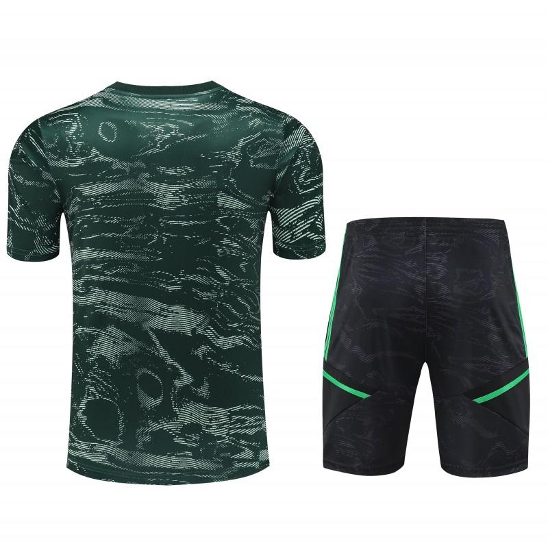 23-24 Real Madrid Black Green Pattern Short Sleeve+Shorts