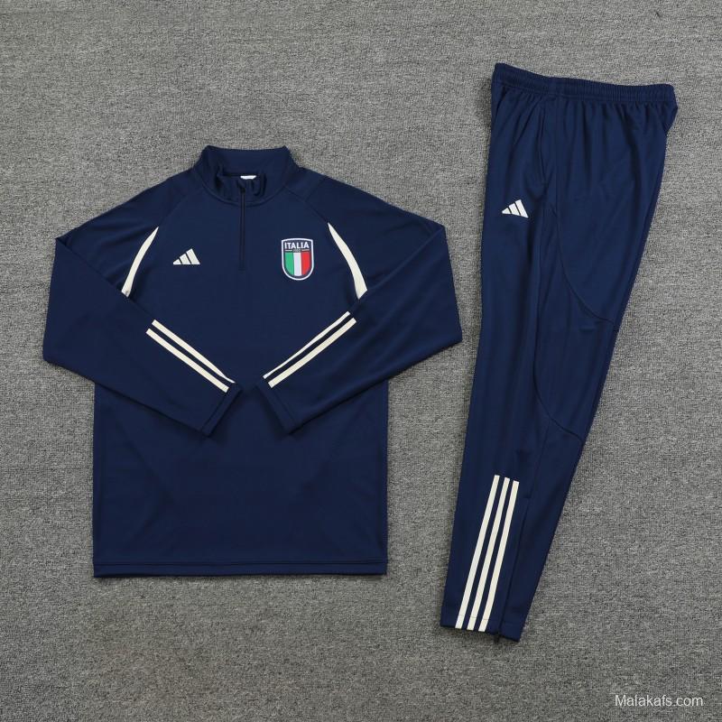 2023 Italy Navy Half Zipper Jacket +Pants