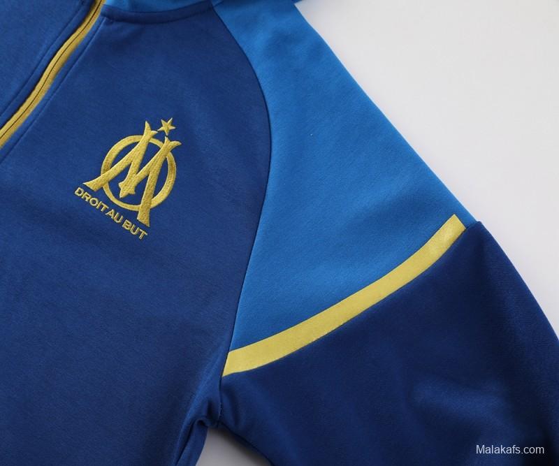 23/24 Olympique Marseille Blue Full Zipper Hoodie Jacket+Pants