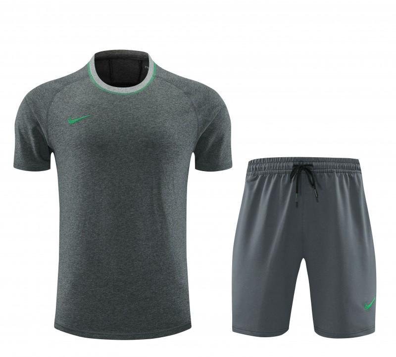 2024 Nike Grey/Green Cotton Short Sleeve Jersey+Shorts