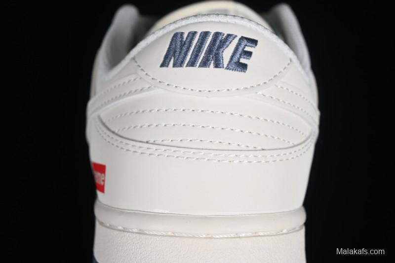 Supreme x Nike SB Dunk Low Anniversary Edition White Grey Customized Low-Top Casual Skate Shoes - BB8657-105