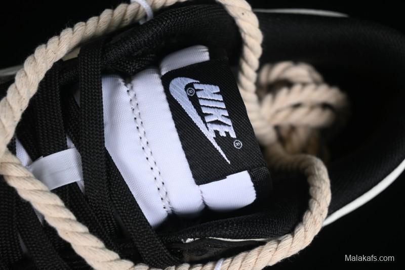 Nike Dunk Low SB Deconstructed Lace-Up Casual Sneakers with Scottish Plaid and Hemp Rope Design - DD1391-100