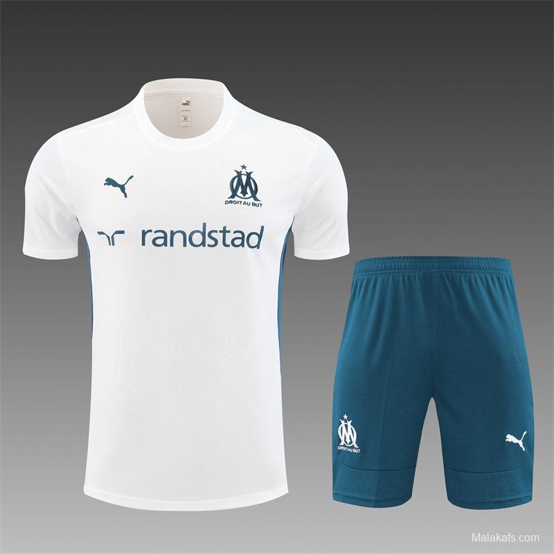 24/25 Olympique Marseille White Short Sleeve Jersey+Shorts