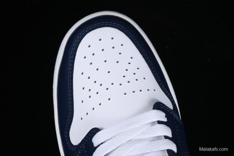 Nike Air Jordan 1 Low AJ1 White Blue Grey Low Top Lifestyle Basketball Shoes - 553558-141