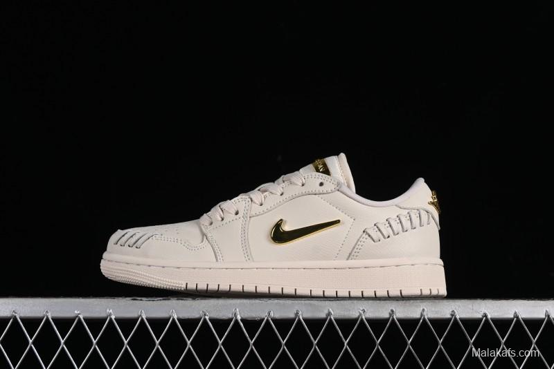 Nike Air Jordan 1 Low "Method of Make" Casual Sneakers in White Gold - FN5032-200