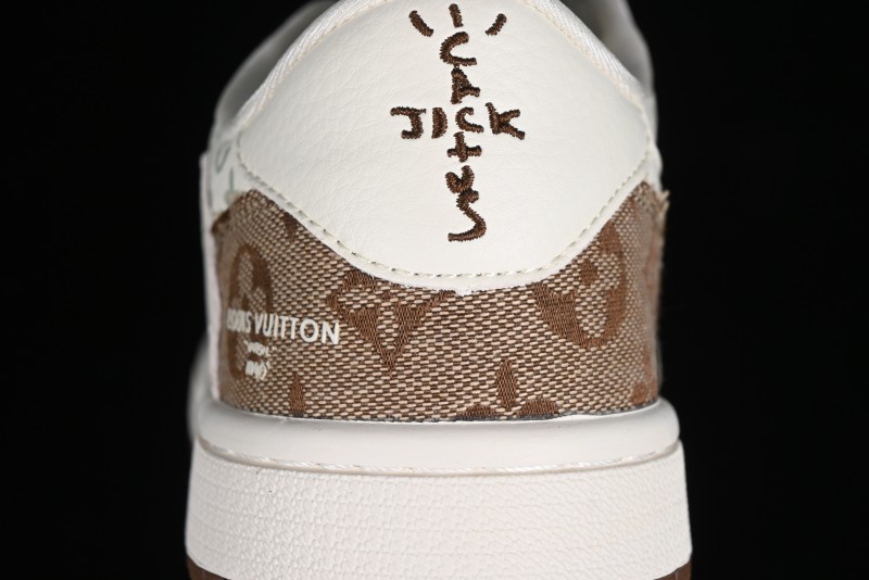 Nike Travis Scott x Fragment Design x Jordan Air Jordan 1 Low OG SP AJ1 LV Light Brown Print Casual Sneakers - SJ2068-102