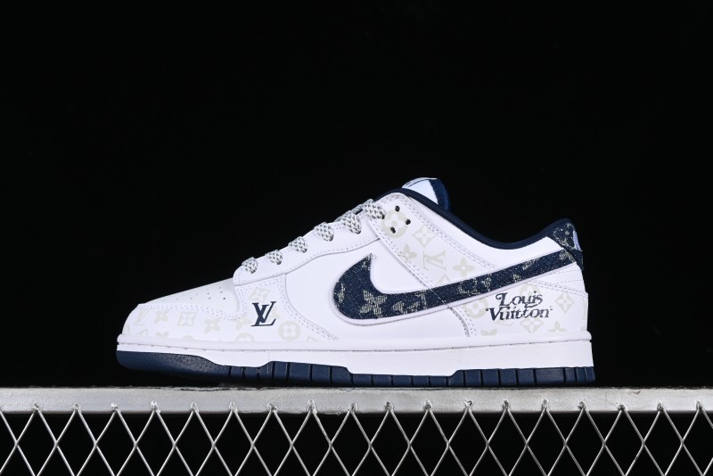 Nike SB Dunk Low LV Collaboration - Blue Midnight Elite Custom Low-Top Casual Skate Shoes - DD1391-122