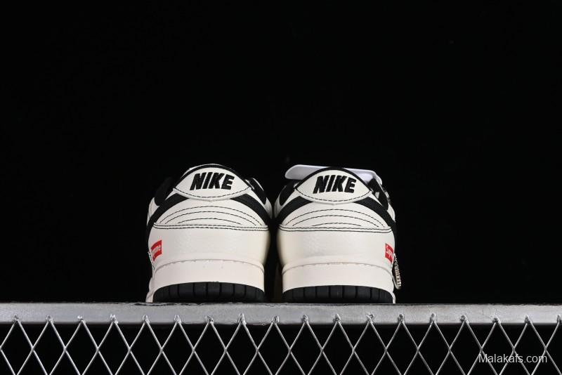 Nike SB Dunk Low Supreme Collaboration - Beige Black Line Anniversary Customized Low-Top Casual Skate Shoes - XX2025-316