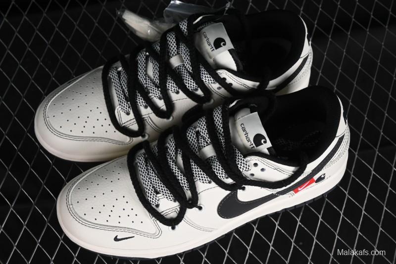 Nike SB Dunk Low Carhartt Collaboration - Strap Black Hook Anniversary High-End Custom Low-Top Casual Skate Shoes - SJ2068-265