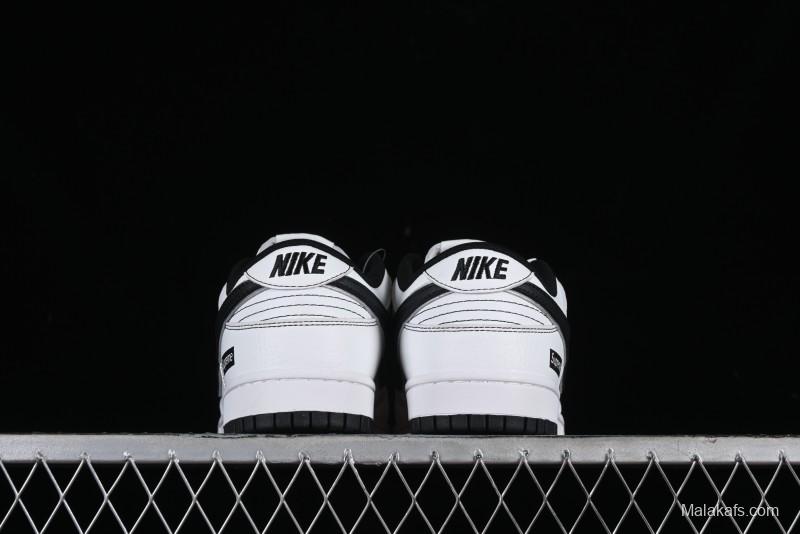 Nike Supreme x Nike SB Dunk Low Collaboration - Classic White Black Anniversary High-End Custom Low-Top Casual Skate Shoes - DY1503-100