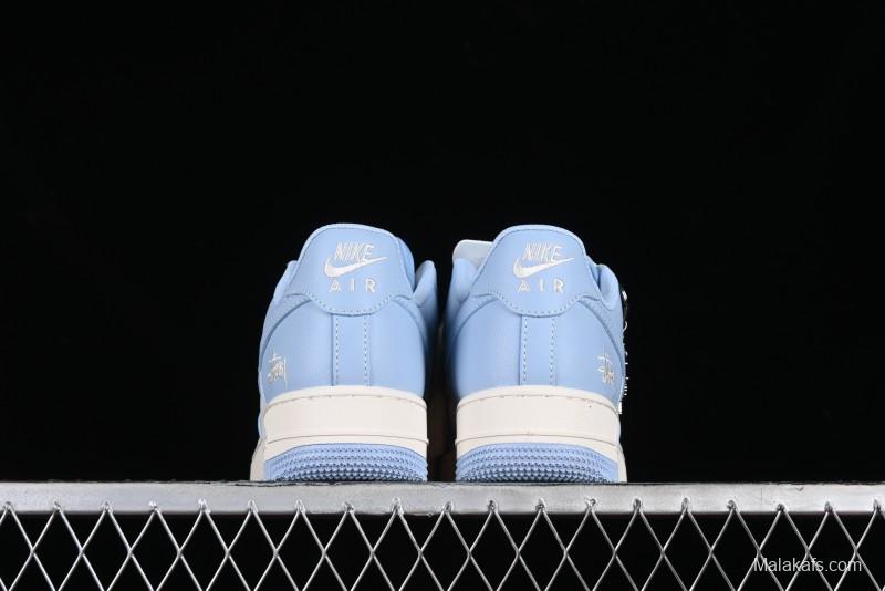 Nike Air Force 1 '07 Low Stussy Collaboration - Sky Blue Low-Top Casual Sneakers - BB9599-201