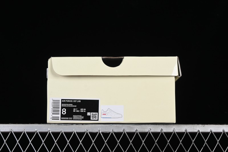 Nike Air Force 1 '07 Low Supreme Collaboration - White Blue Colorblock Low-Top Casual Sneakers BB9599-202