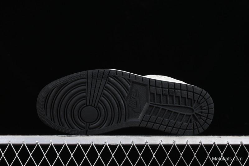 Nike Travis Scott x Fragment Design x Jordan Air Jordan 1 Low OG SP AJ1 LV Black Denim Print Low-Top Casual Sneakers - SJ2068-008