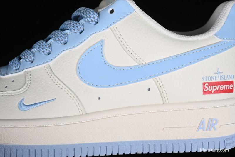 Nike Air Force 1 '07 Low Supreme Stone Island Collaboration - Sky Blue Casual Sneakers - BB9599-205