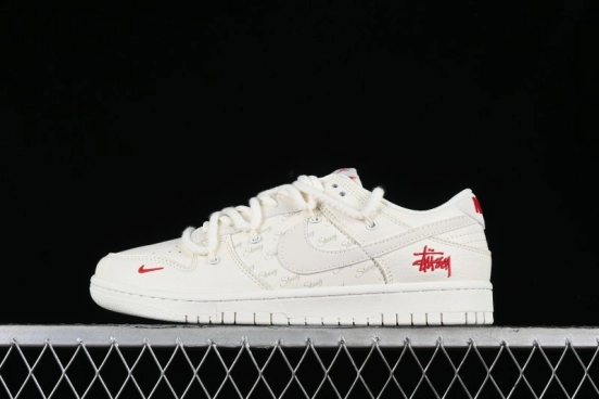 Stussy x Nike SB Dunk Low Anniversary Custom Retro Sneakers with Original S Titanium Accessory - SJ2068-259