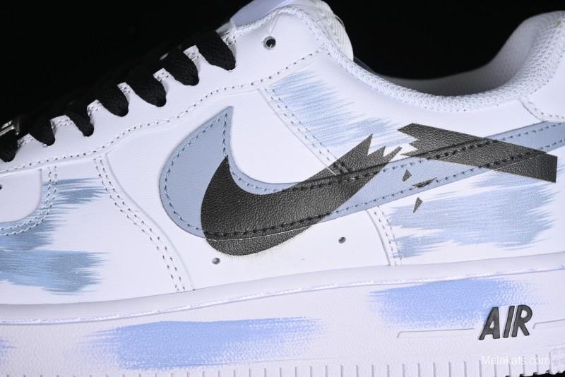 Nike Air Force 1 '07 Low Casual Sneakers with Two-Tone Shadow Swoosh and Custom Anime Art - CW2288-111