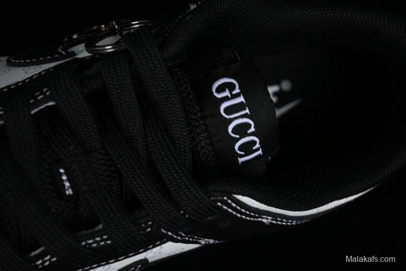 Nike SB Dunk Low Gucci Collaboration - Double G Embroidery Black Swoosh Anniversary Custom Low-Top Casual Skate Shoes - SF1588-136