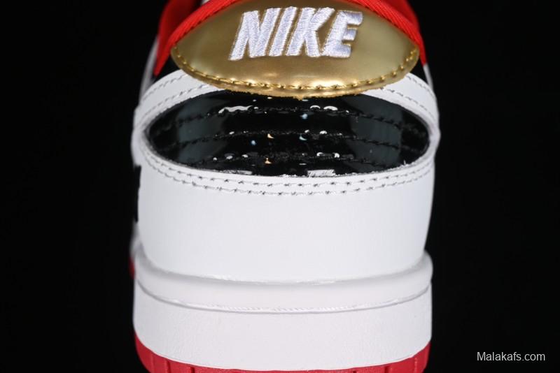 Nike SB Dunk Low UN Collaboration - White Black Patent Leather Anniversary Custom Low-Top Casual Skate Shoes - XB3802-349