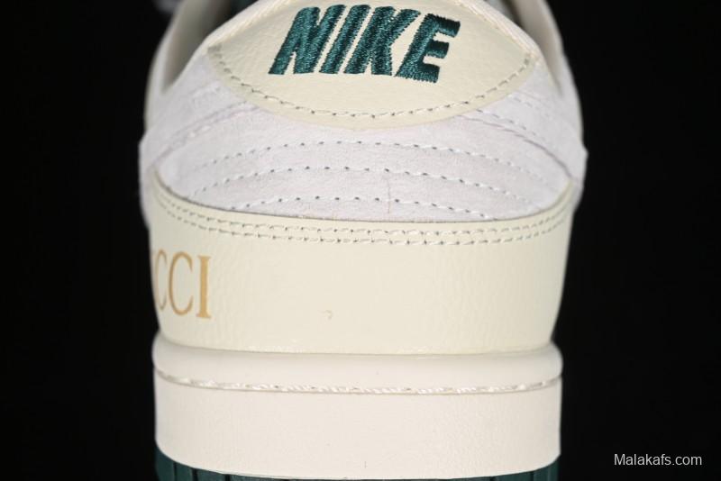 Nike SB Dunk Low Gucci Collaboration - Beige with Yellow Swoosh Anniversary High-End Custom Low-Top Casual Sneakers - DQ1098-390