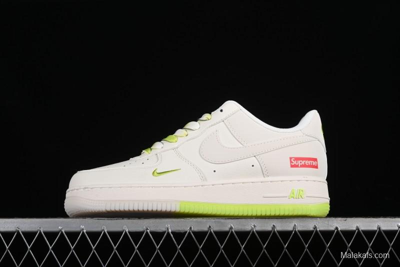 Nike Air Force 1 '07 Low Supreme Casual Sneakers in White-Fluorescent Green - BB7577-219