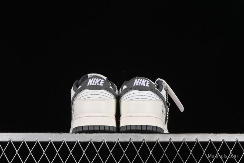Nike SB Dunk Low Violent Bear Collaboration - Woven Grey Check Anniversary Custom Low-Top Casual Sneakers - KK1888-004