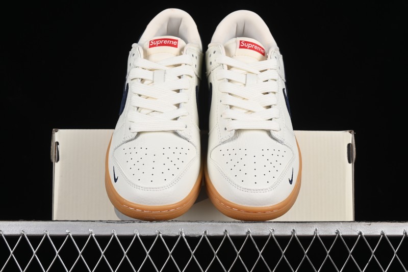 Nike SB Dunk Low Supreme Collaboration - Off White Gum Anniversary Customized Low-Top Casual Skate Shoes - JH8310-945