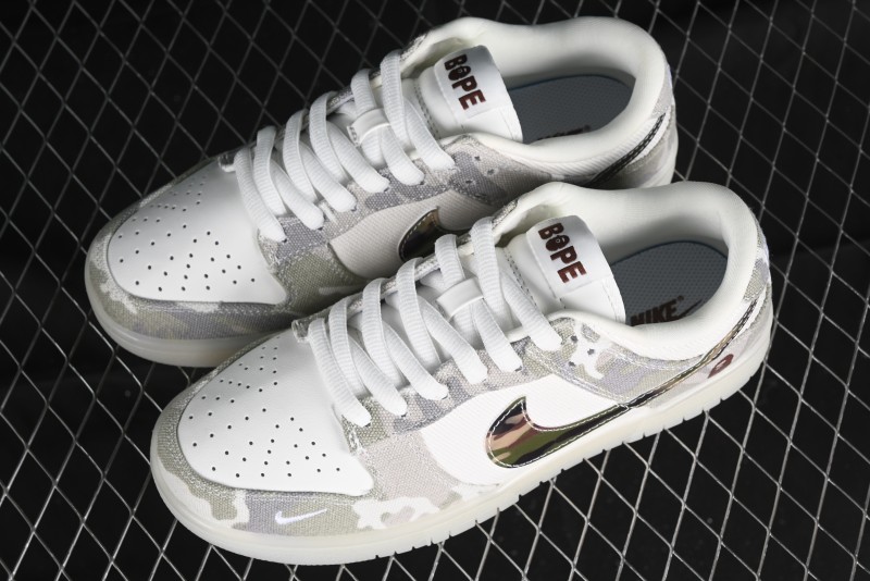 Nike SB Dunk Low Bape Collaboration - Crystal Camouflage Anniversary Custom Low-Top Casual Skate Shoes - JH8040-941