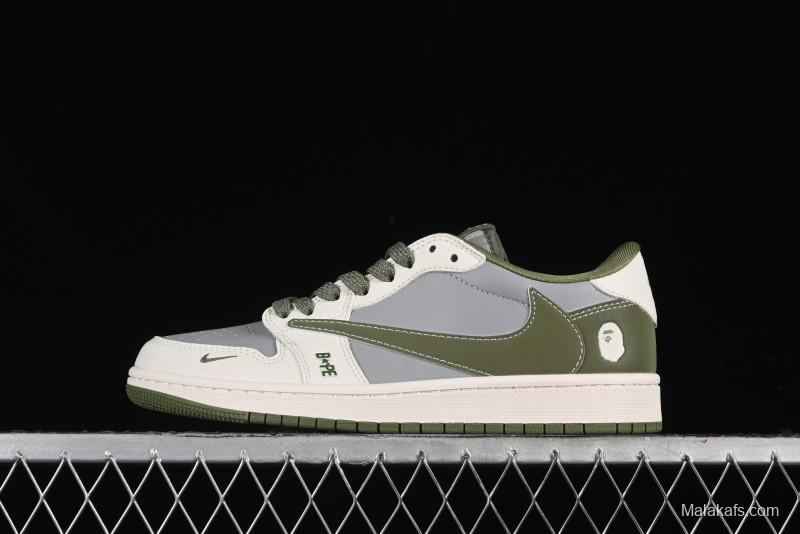 Nike Travis Scott x Fragment Design x Air Jordan 1 Low OG SP AJ1 Bape Collaboration - BB6511-621