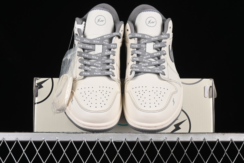 Nike Air Jordan 1 Low AJ1 Lightning Collaboration - Off White Grey Anniversary Custom Edition Low-Top Casual Sneakers - CF3688-020