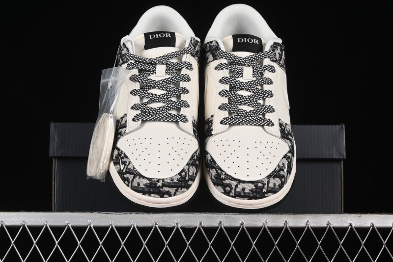 Nike SB Dunk Low Dior Collaboration - Black Grey Pattern Anniversary High-End Custom Low-Top Casual Sneakers - XY1688-010