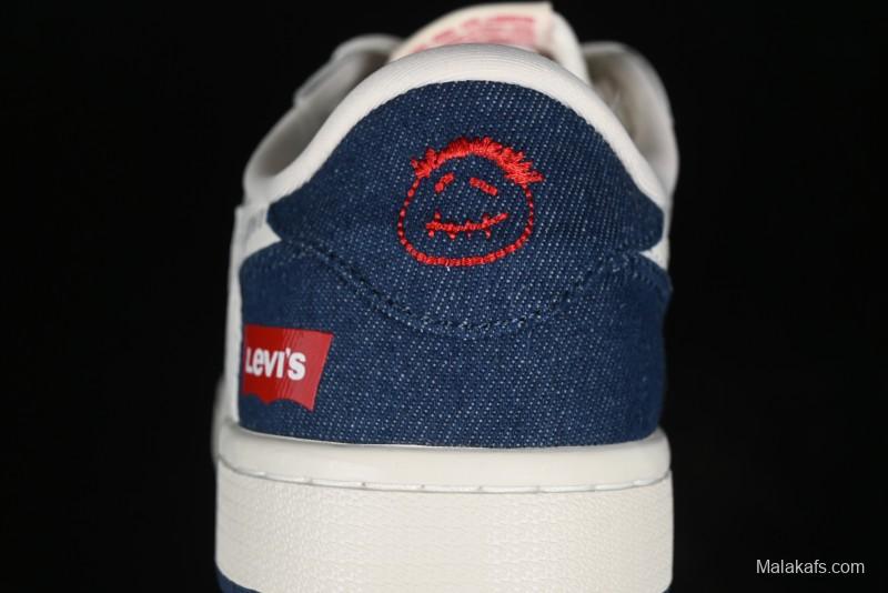 Nike Travis Scott x Fragment Design x Air Jordan 1 Low OG SP AJ1 Levi's Collaboration - White Blue Canvas Low Top Casual Sneakers - JH6088-605