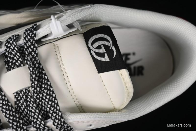 Nike Travis Scott x Fragment Design x Air Jordan 1 Low OG SP AJ1 Gucci Collaboration - Black Grey Pattern Low Top Casual Sneakers - XY2688-117