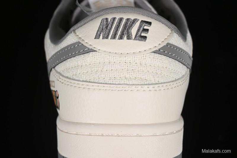 Nike SB Dunk Low Gucci Collaboration Anniversary High-End Custom Sneakers in Off-White & Dark Gray Swoosh - DQ1098-383