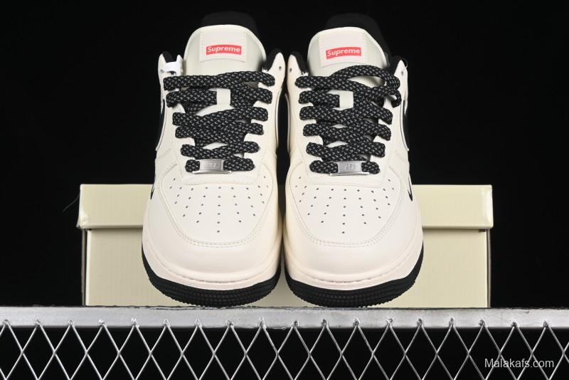 Nike Air Force 1 '07 Low Supreme Collaboration - Beige Black Starry Sneakers - XZ6188-013