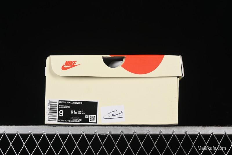 Nike SB Dunk Low Stussy Collaboration - Off White Dark Grey Swoosh Anniversary Custom Low-Top Casual Skate Shoes - DQ1098-382