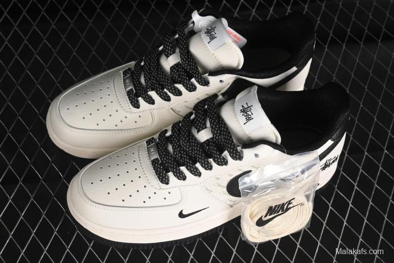 Nike Air Force 1 '07 Low Stussy Collaboration - White Black Low-Top Casual Sneakers - XZ3328-001