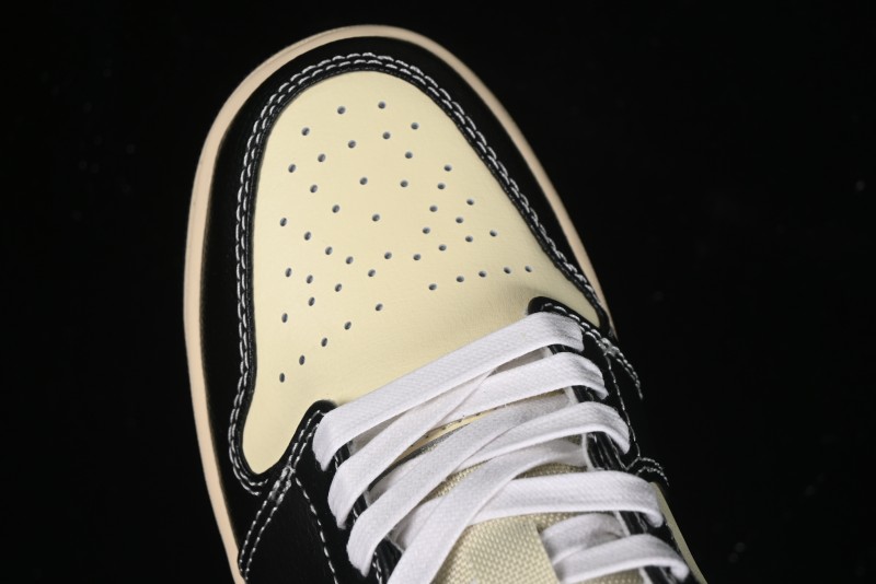 Nike Air Jordan 1 Low "Coconut Milk Black" Casual Basketball Shoes with Contrast Swoosh - HQ3437-101