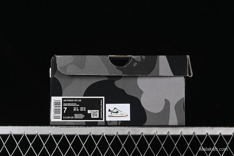 Nike Air Force 1 '07 Low Bape Collaboration - Beige Green Gum Pull Tab Casual Sneakers SJ1198-100