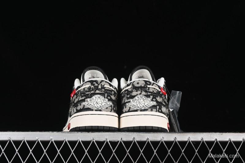 Nike Air Jordan 1 Low AJ1 Dior Collaboration - White Black Red Label Retro Basketball Shoes - SJ9950-036