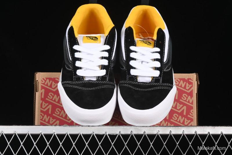 Vans Knu Skool Low-Top Retro Casual Vulcanized Slip-On Sneakers in Black White Yellow - VN000D6C6RJ