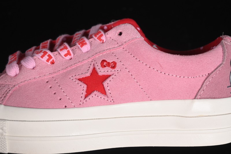 Converse One Star Hello Kitty Collaboration Low Top Casual Sneakers with Embroidered Bow - 362941C