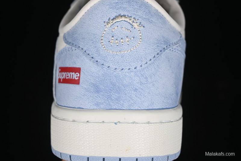 Nike Travis Scott x Fragment Design x Air Jordan 1 Low OG SP AJ1 Supreme Collaboration - Tie-Dye Blue Low-Top Casual Sneakers - CH6336-010