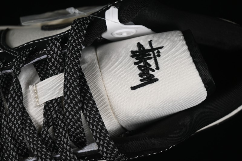 Nike Air Jordan 1 Low Stussy Collaboration - Black Sail Stitched Retro Basketball Shoes - CF3688-023