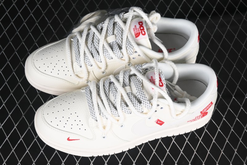 Nike SB Dunk Low x The North Face x Supreme Series - Strap Beige White Hook Anniversary High-End Custom Low-Top Casual Skate Shoes - YX5066-229